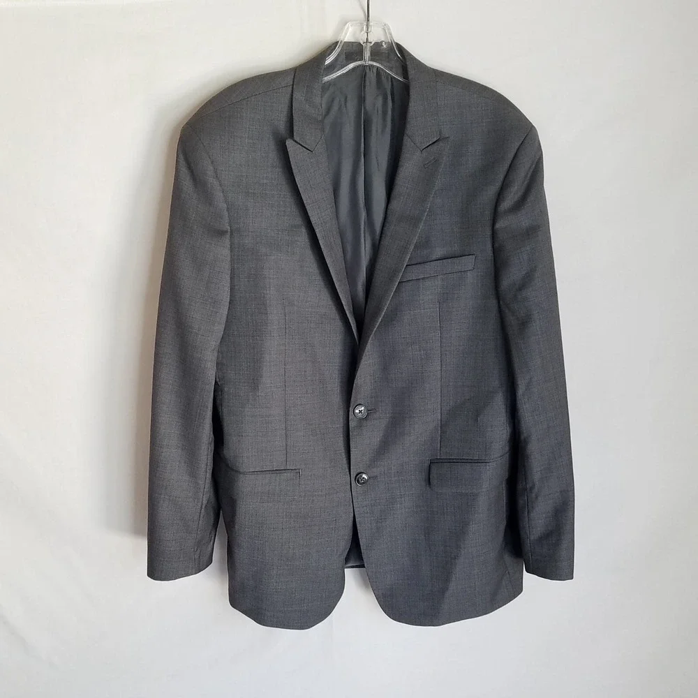 Calvin Klein Mens Grey Wool Extreme Slim 2PC Suit Blazer Sz 42R Pants Sz 34x28